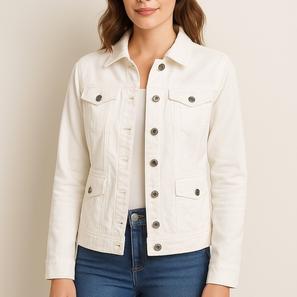Tommy Hilfiger Jackets & Blazers - Tommy Hilfiger White Classic Denim Jacket Size S